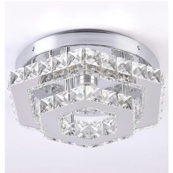 Modern Crystal Ceiling Light Semi Flush Mount Chandelier 11"x11" by CXGLEAMING - Picture 3 of 8